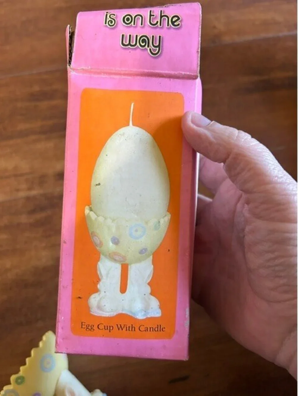 Vintage Ceramic Egg Cup with Bunny Legs and Candle